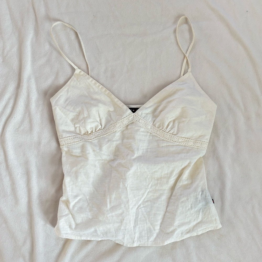 Vintage Y2K Tommy Hilfiger Babydoll Cream Linen Camisole